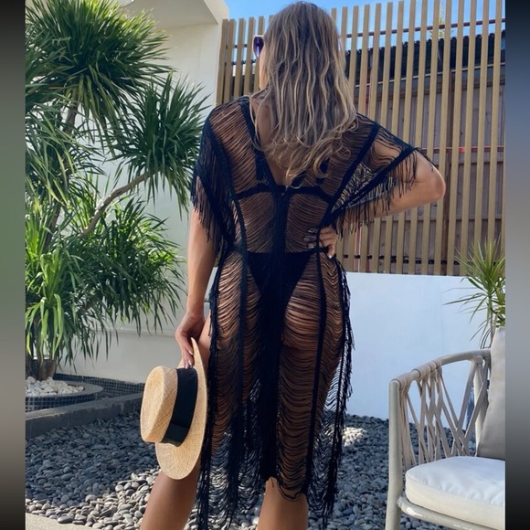 Women’s Black Tulum Knit Beach Cover Up - Picture 2 of 2